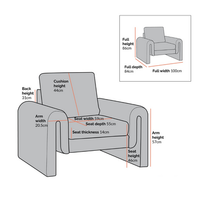 Modern Boucle Accent Chair size dimensions chart