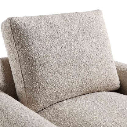 Modern Boucle Accent Chair close up of the boucle fabric on the backrest