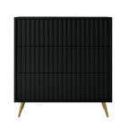 Modern Fluted Black 3 Chest Of Drawers