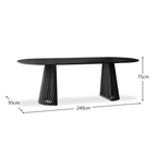 Modern Scandinavian Dining Table Black, dimensions