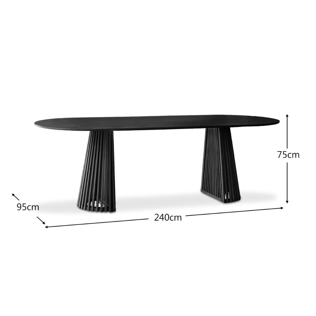 Modern Scandinavian Dining Table Black, dimensions