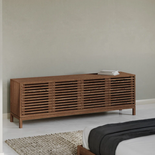 Modern Slated Walnut TV Cabinet
