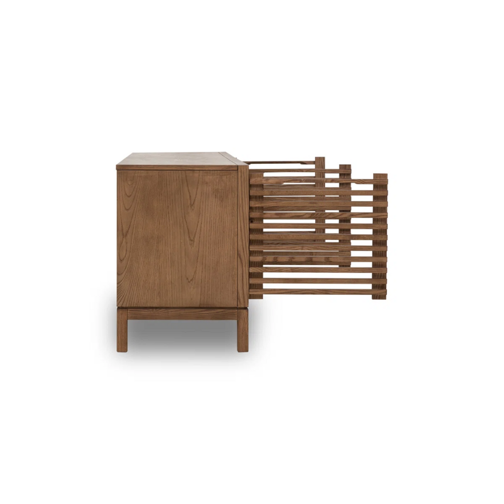 Modern Slated Walnut TV Cabinet