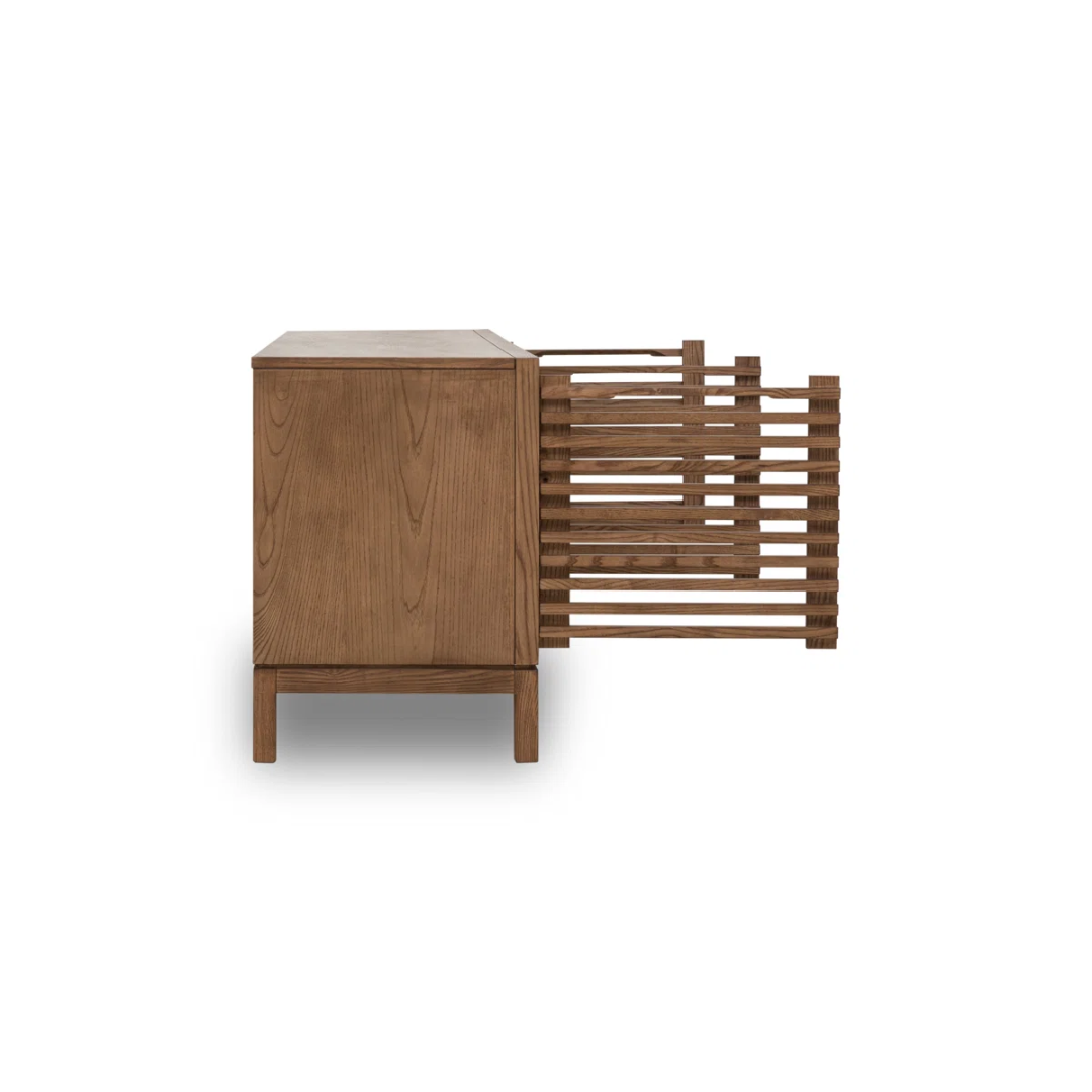Modern Slated Walnut TV Cabinet
