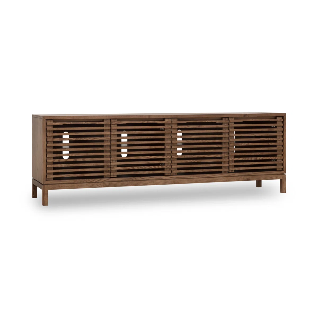Modern Slated Walnut TV Cabinet