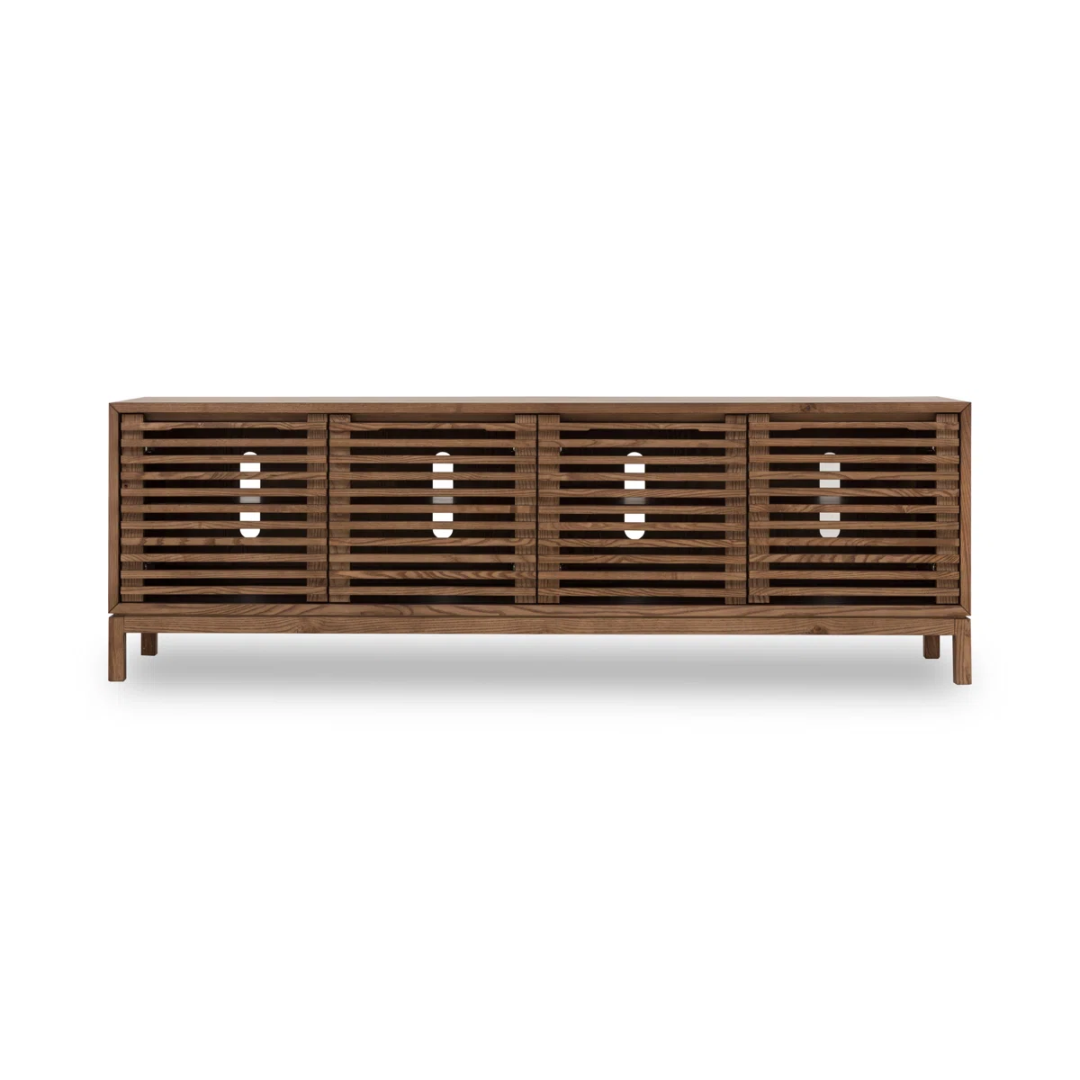 Modern Slated Walnut TV Cabinet