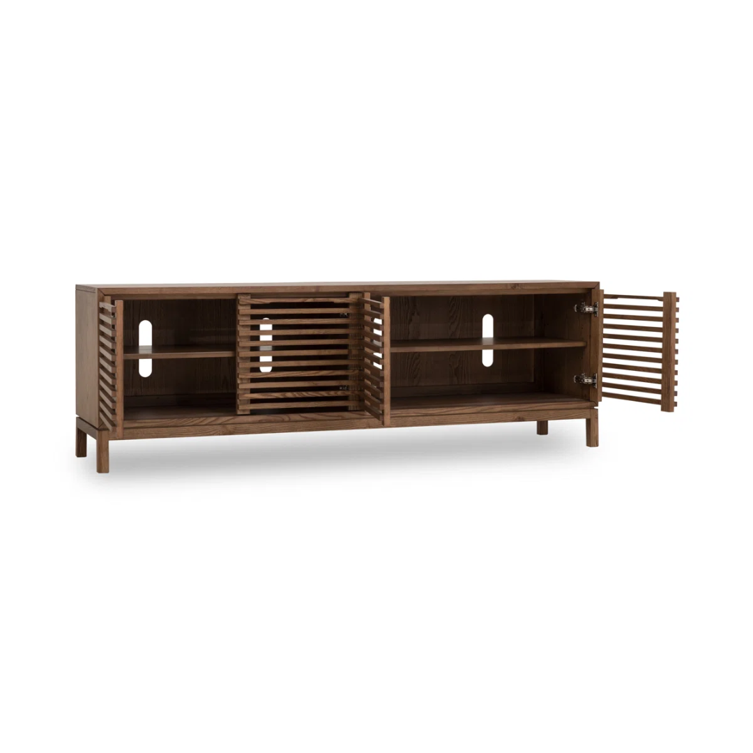 Modern Slated Walnut TV Cabinet
