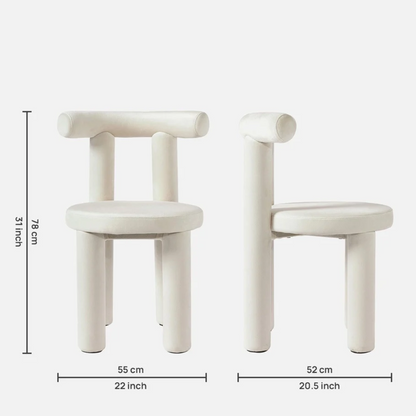Modern White Boucle Dining Chair size dimensions