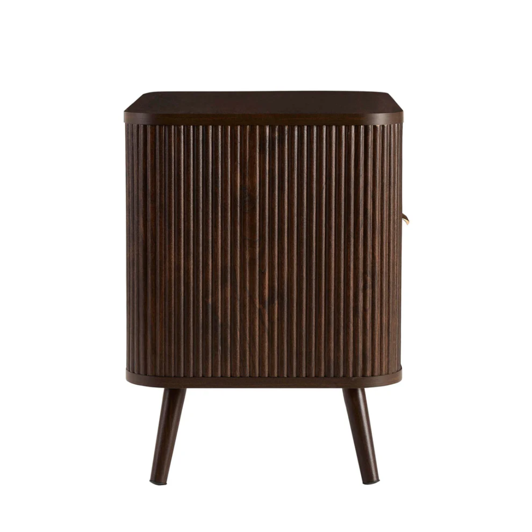 Open Shelf Dark Wooden Bedside Table