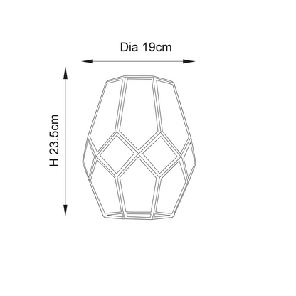 Geometric wall light fixture with dimensions on a white background