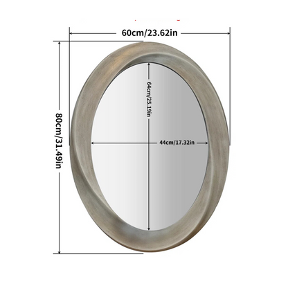 Oval Contemporary Baroque Style Mirror, dimensions.