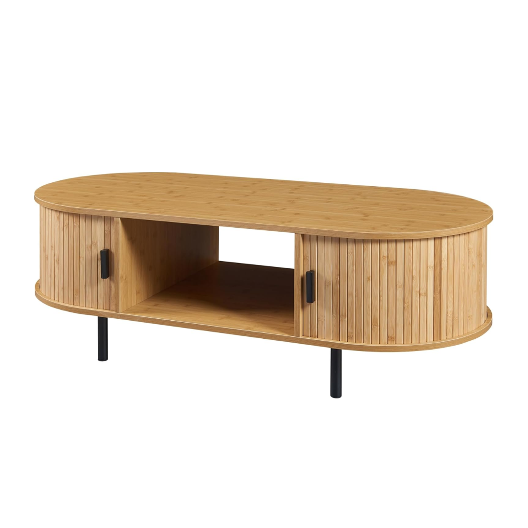 Wooden TV stand with a white background