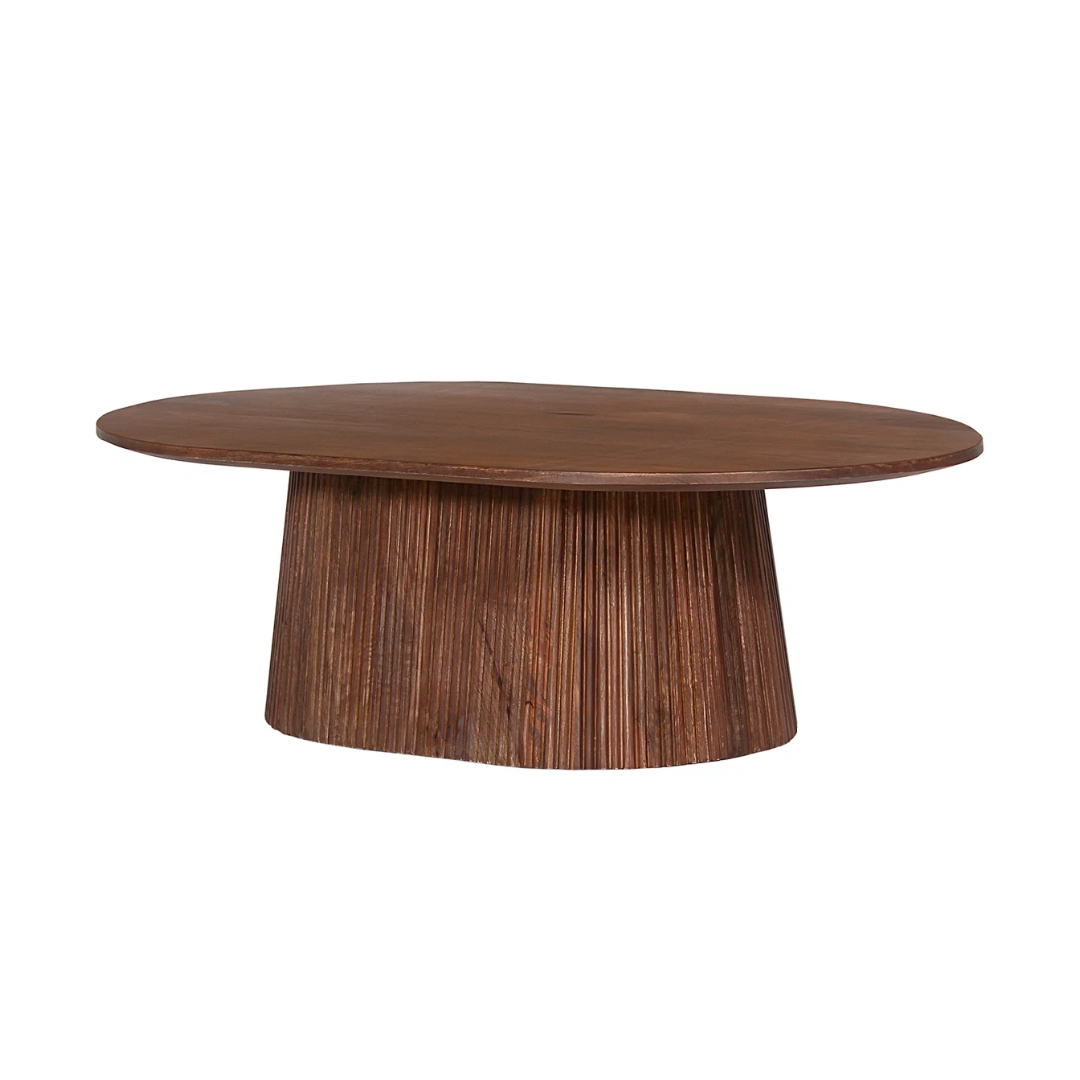Wooden round table on a white background