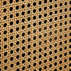 Rattan Black Wooden Console Table, close up to rattan design.