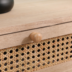 Rattan Hallway Table With Drawers, close up to rattan drawer
