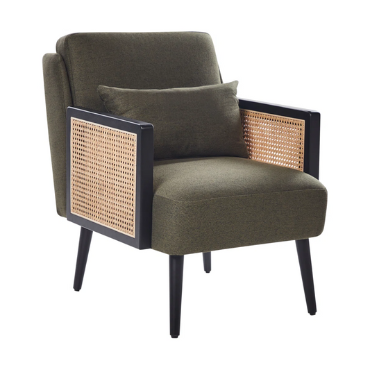 Rattan Khaki Dark Green Armchair