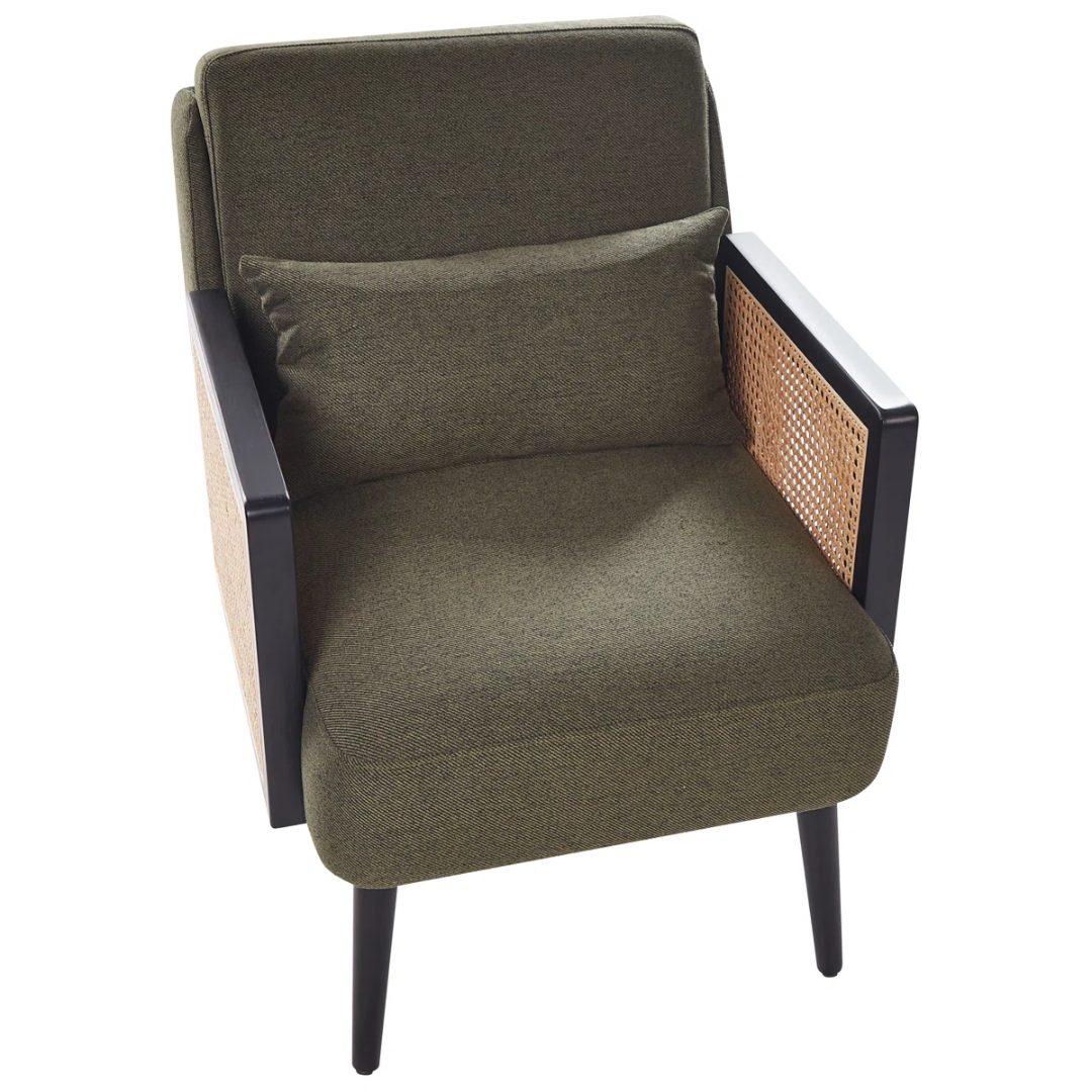 Rattan Khaki Dark Green Armchair