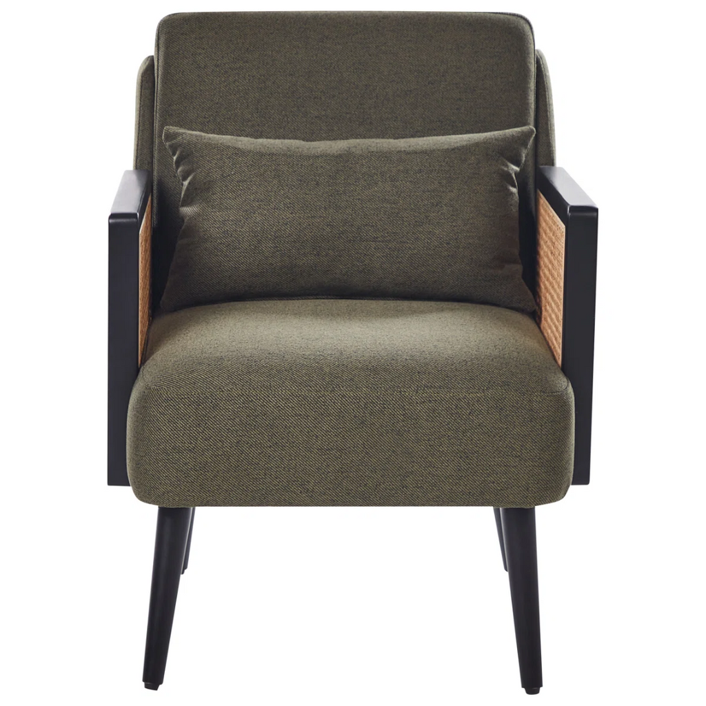 Rattan Khaki Dark Green Armchair