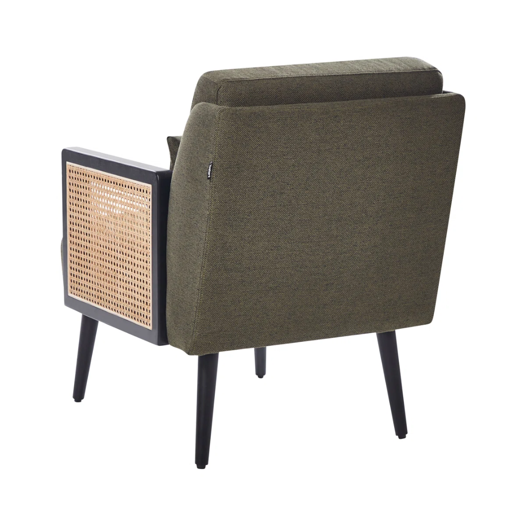 Rattan Khaki Dark Green Armchair