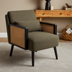 Rattan Khaki Dark Green Armchair