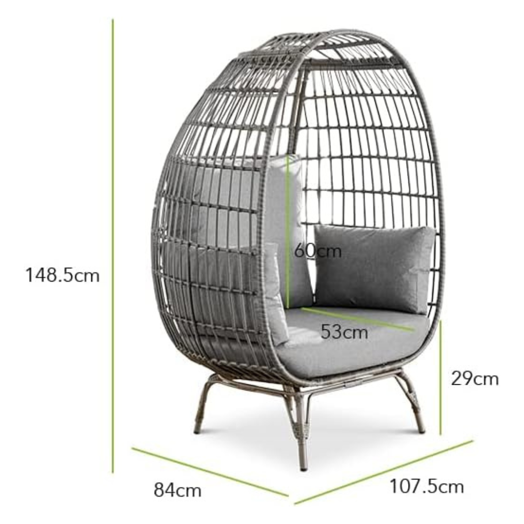 Rattan Standing Egg Chair. dimensions.