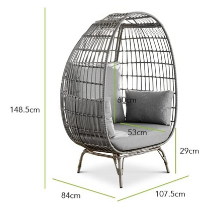 Rattan Standing Egg Chair. dimensions.
