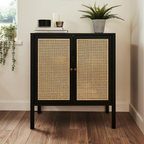 Rattan Black Cabinet Sideboard