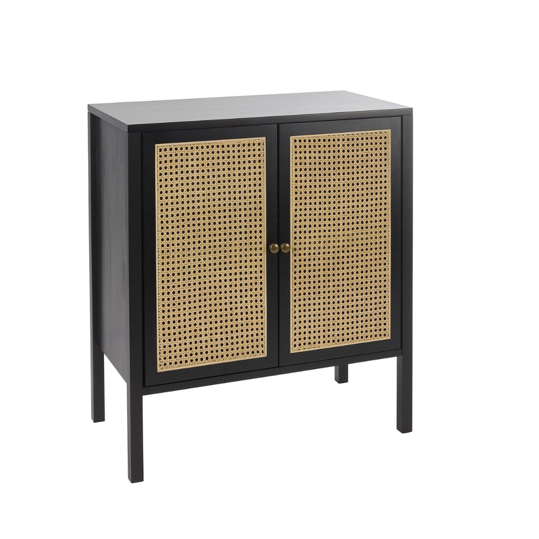 Rattan Black Cabinet Sideboard