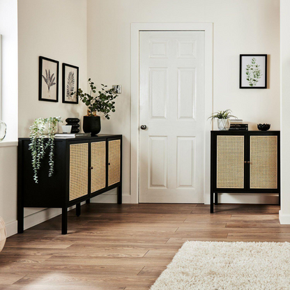 Rattan Black Cabinet Sideboard