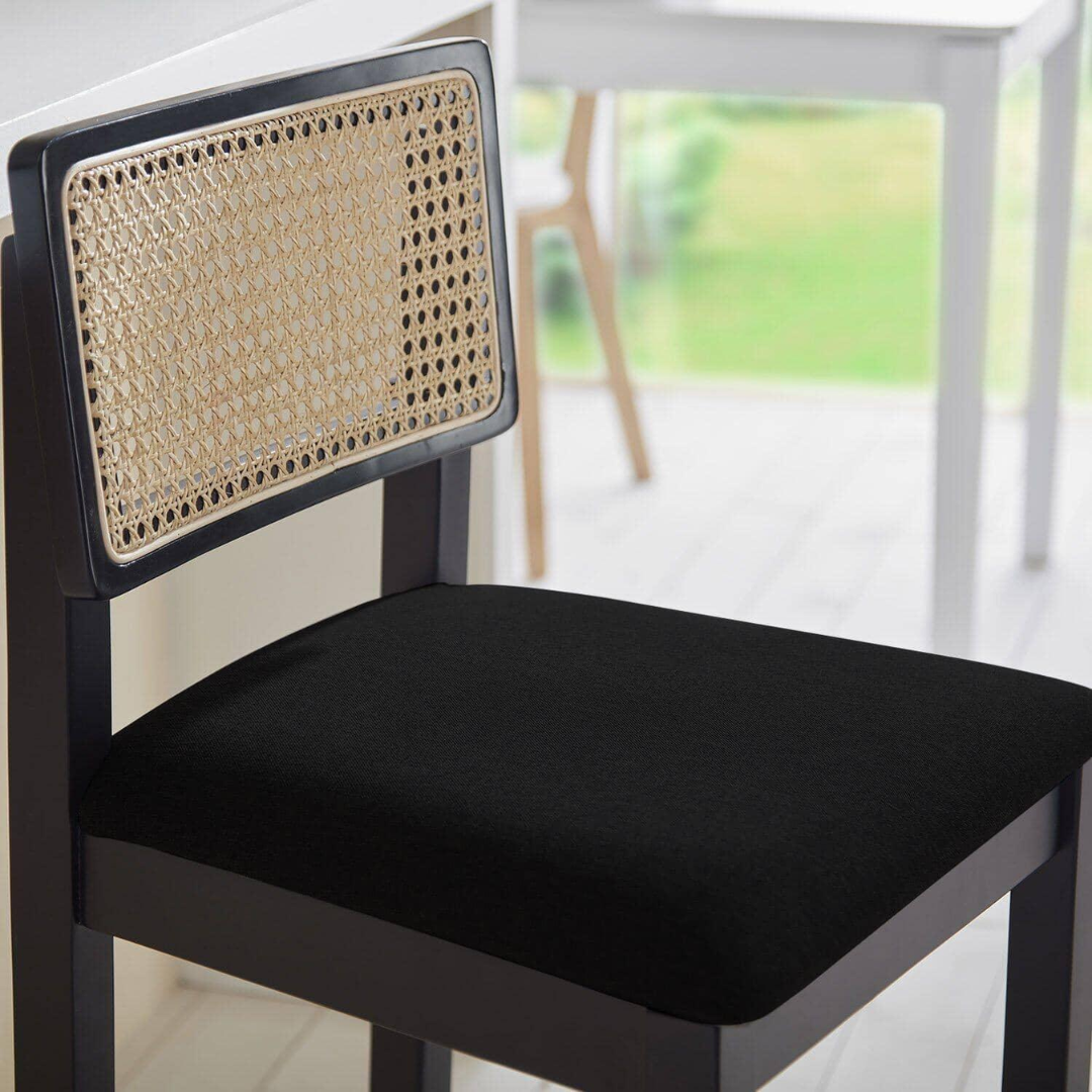 Rattan Kitchen Stools Black close up of the rattan detail