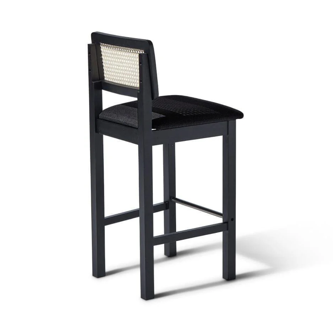 Rattan Kitchen Stools Black side view
