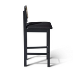 Rattan Kitchen Stools Black side view against a white background