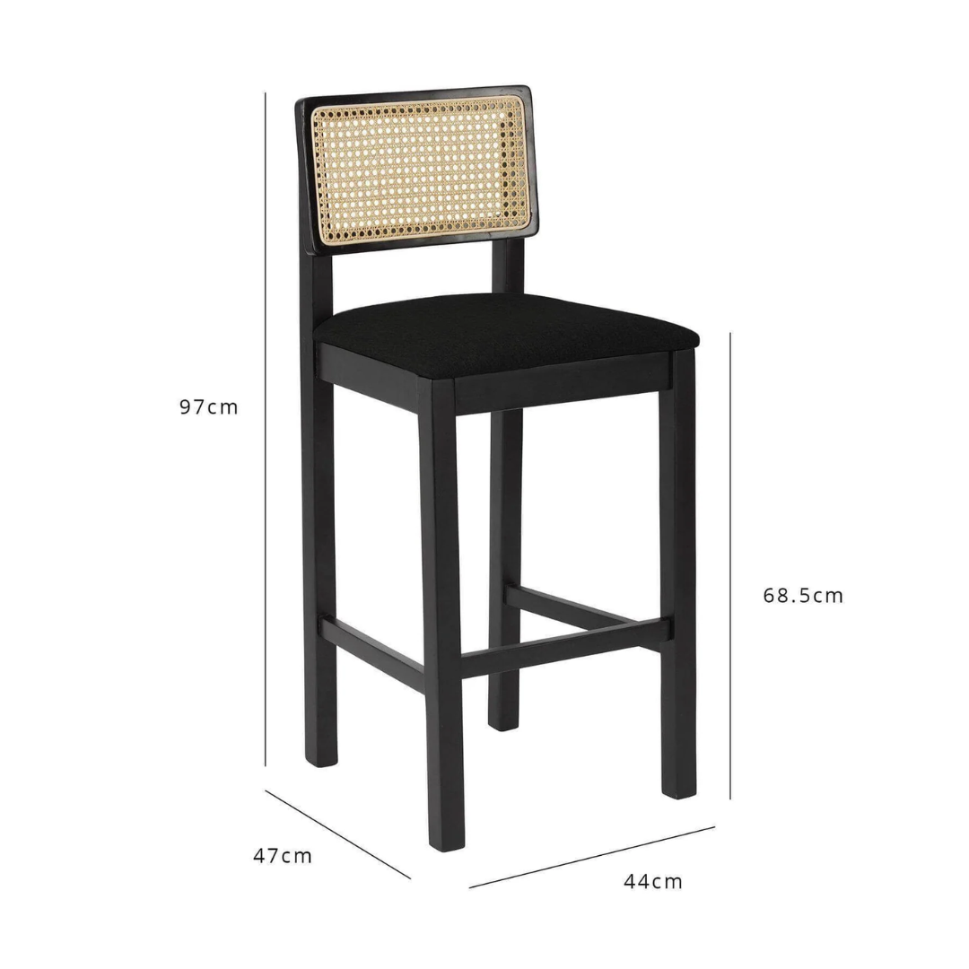 Rattan Kitchen Stools Black size dimensions