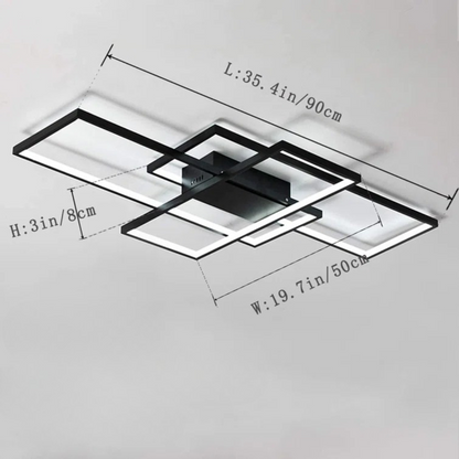 Ceiling light fixture with dimensions labeled on a gray background
