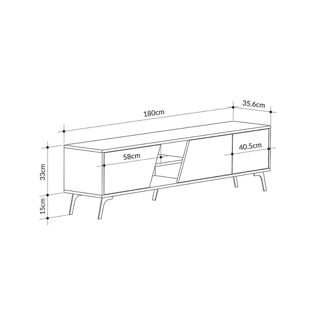 Line drawing of a piece of furniture with dimensions labeled