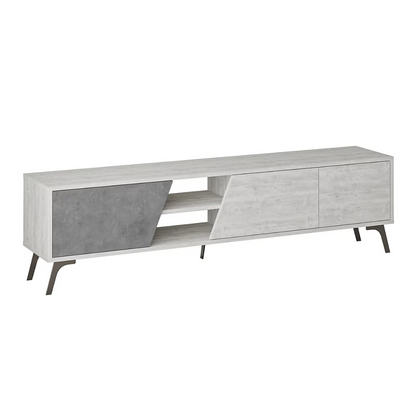 Gray TV stand with concrete texture on a white background