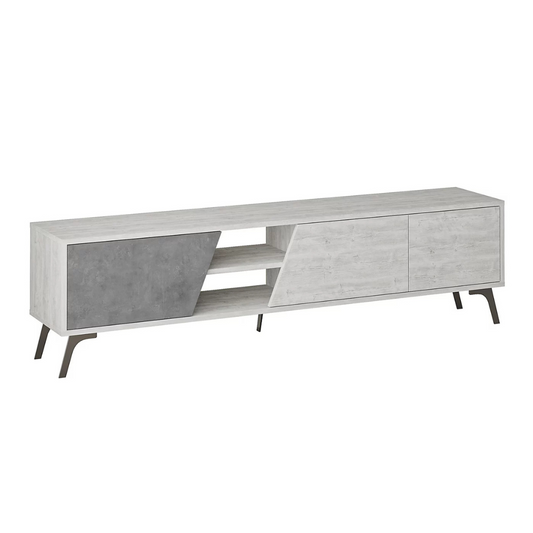 Gray TV stand with concrete texture on a white background