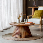 Round Mid Century Modern Coffee Table in a modern interior living room