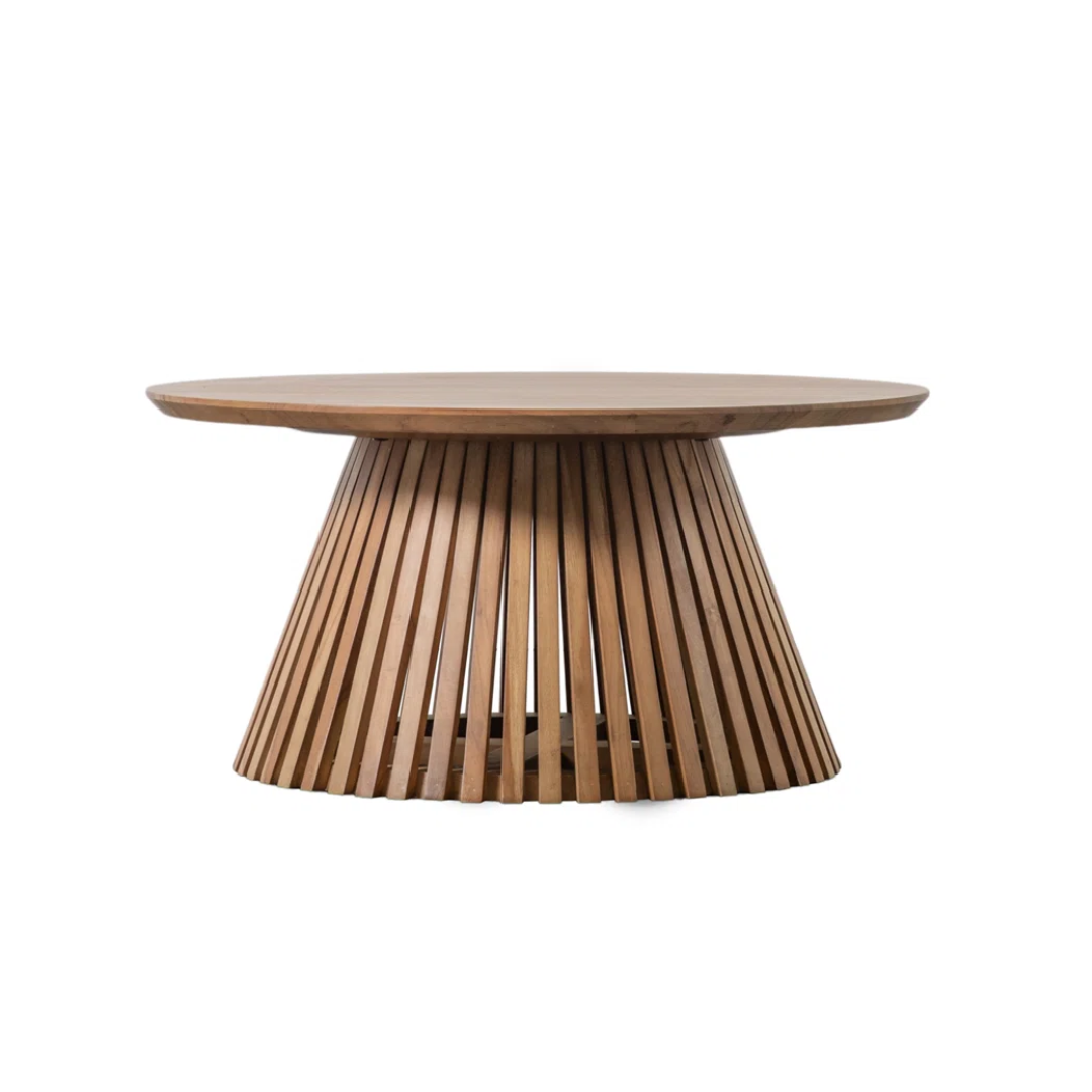 Round Mid Century Modern Coffee Table against a white background front view