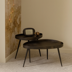 Round Metal Walnut Nest Of Tables