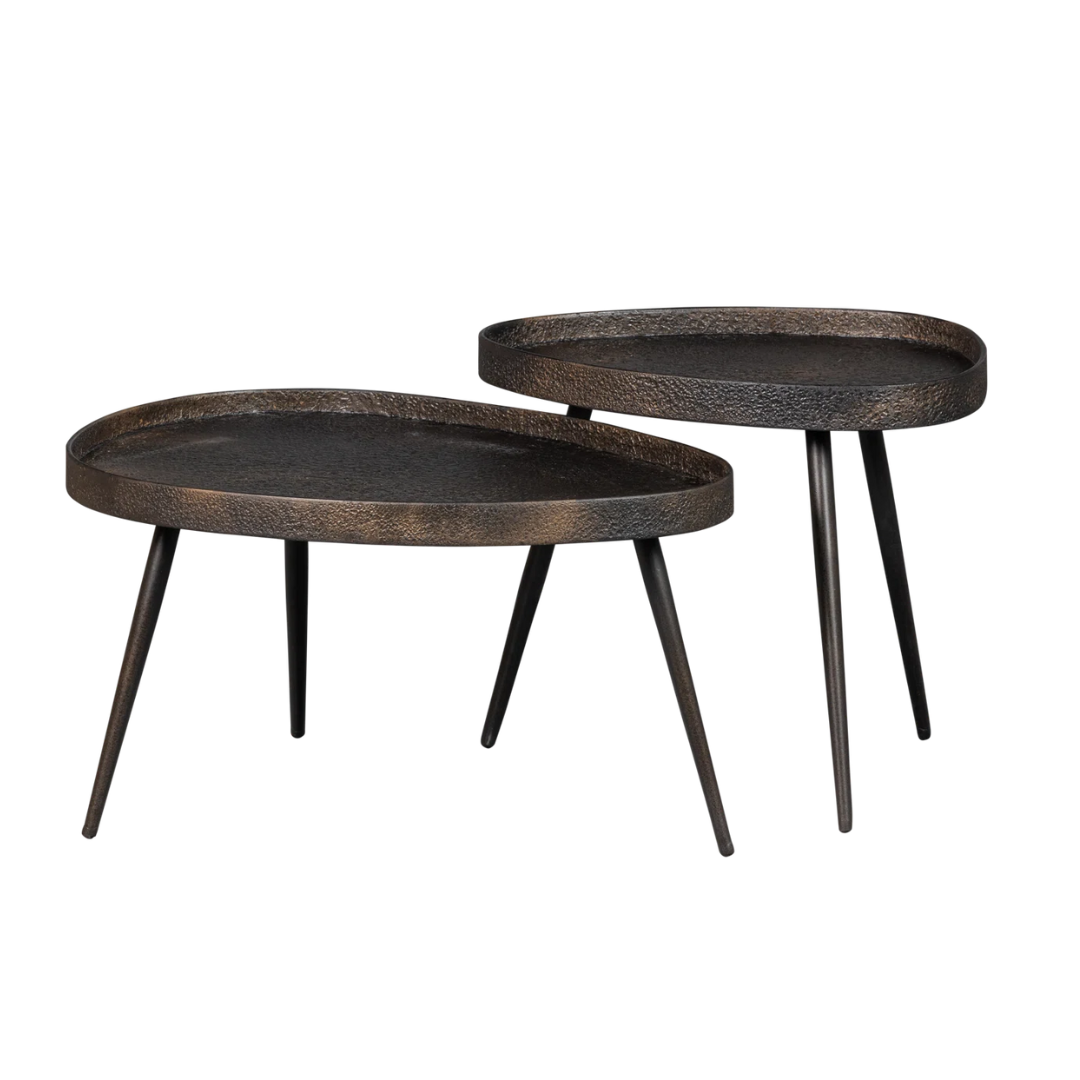 Round Metal Walnut Nest Of Tables