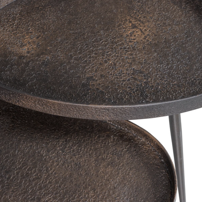 Round Metal Walnut Nest Of Tables