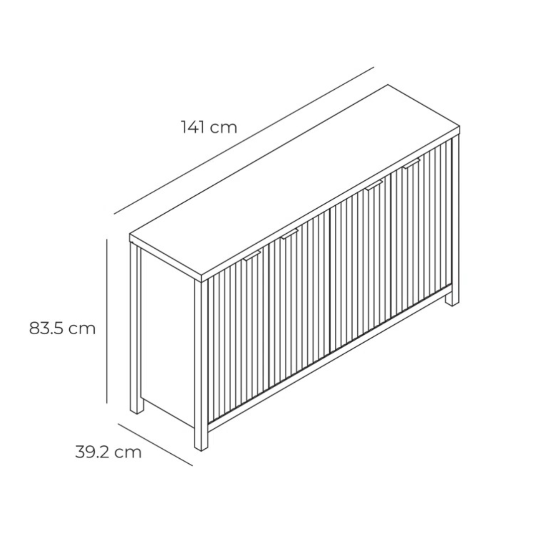 Sand Oak Flute Sideboard, dimensions.