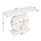 Sculptured Modern White Console Table, dimensions.
