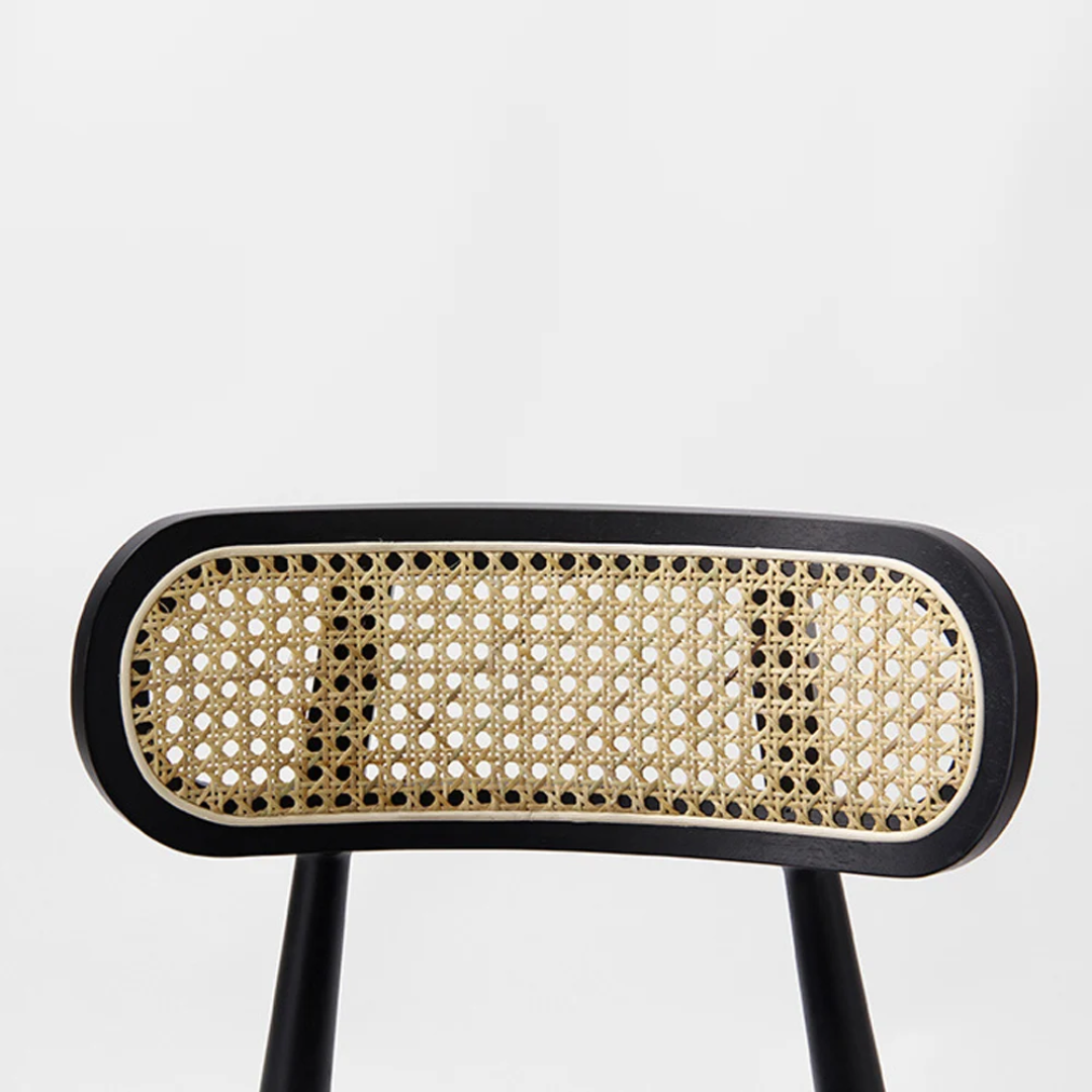 Set Of 2 Dining Black Rattan Chairs