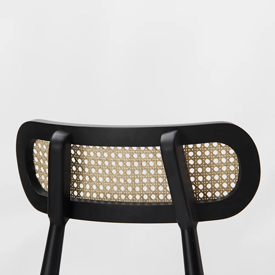 Set Of 2 Dining Black Rattan Chairs