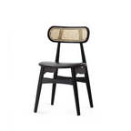 Set Of 2 Dining Black Rattan Chairs