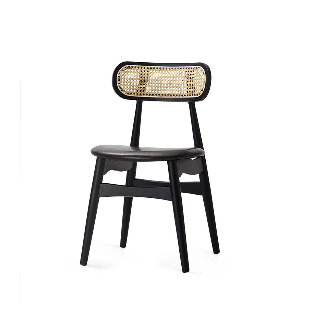 Set Of 2 Dining Black Rattan Chairs