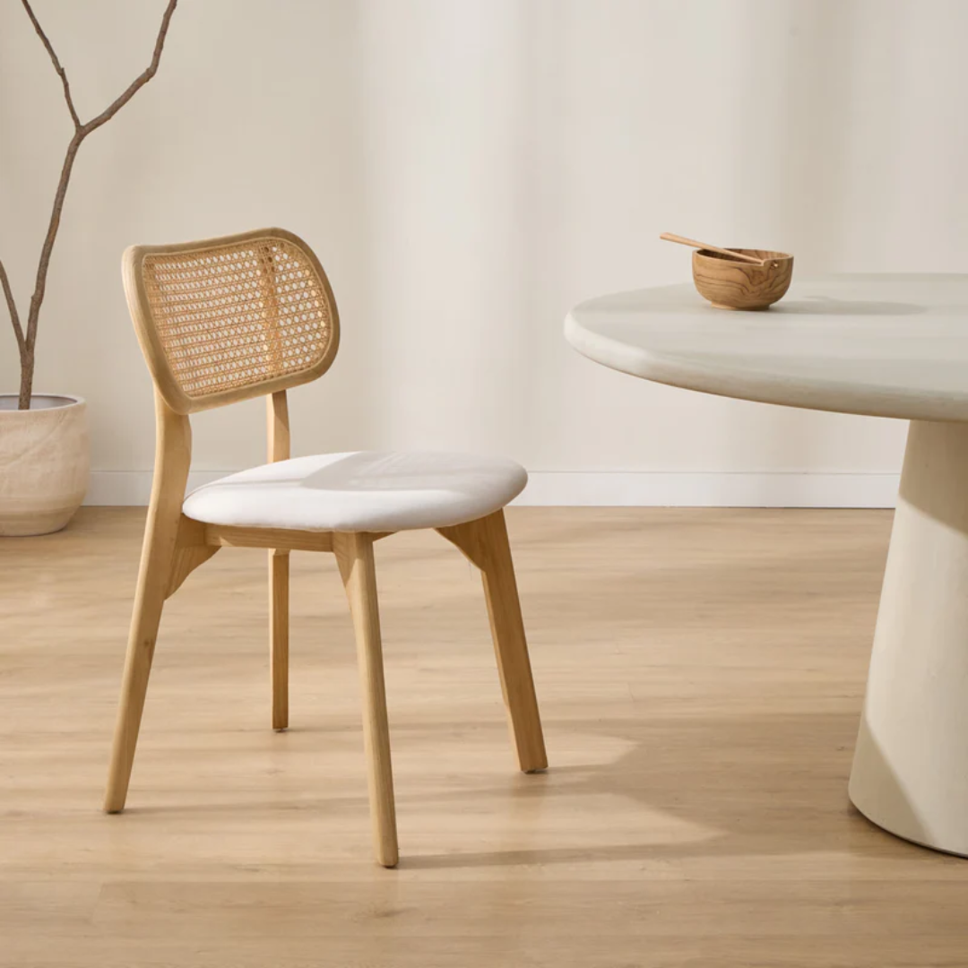 Set Of 2 Rattan Mid Century Modern Dining Chairs