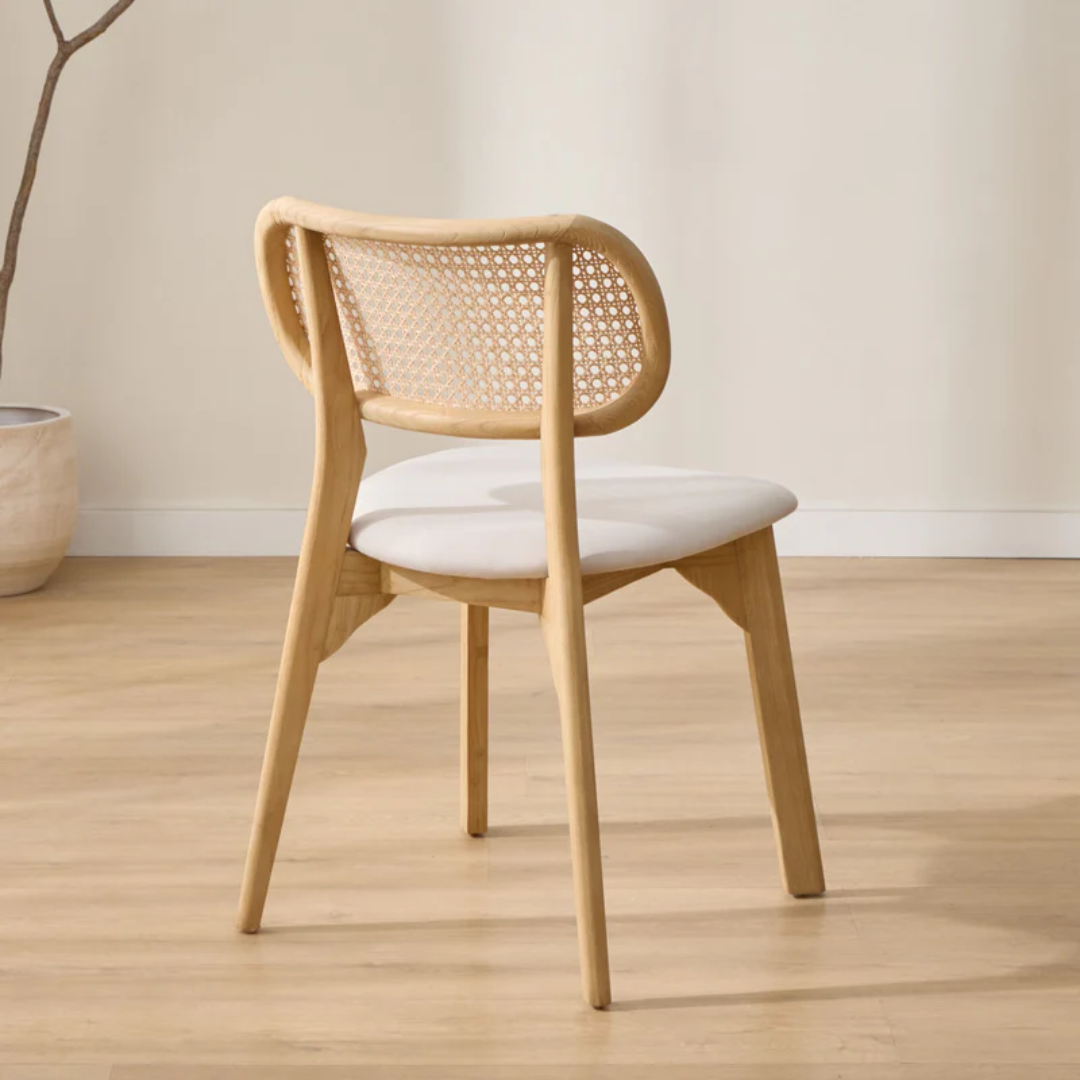 Set Of 2 Rattan Mid Century Modern Dining Chairs